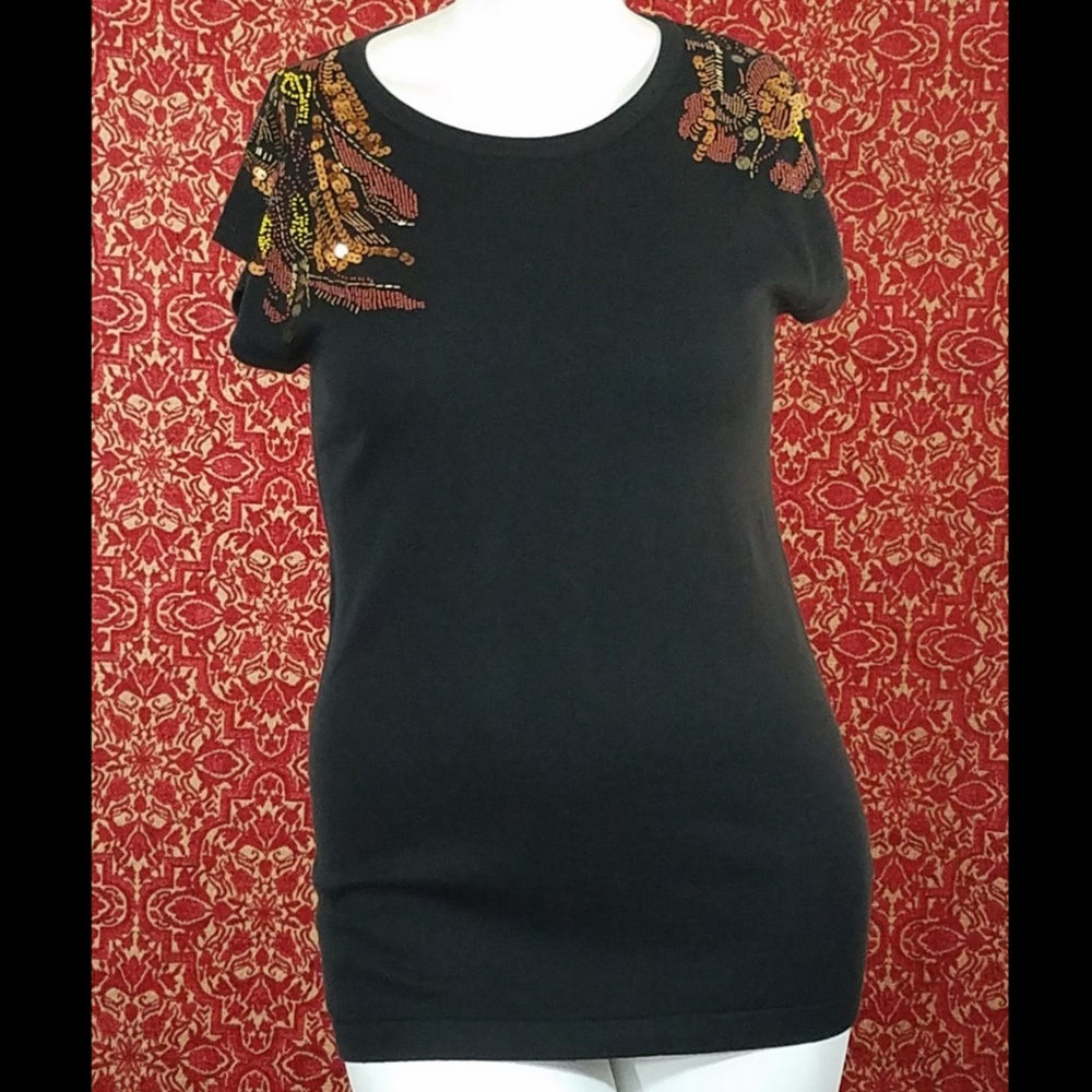 NEW JOSEPH A knit black hip length blouse M✨